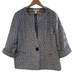 Coldwater Creek Black and White Tweed Blazer / Jacket Size 16 Single Button